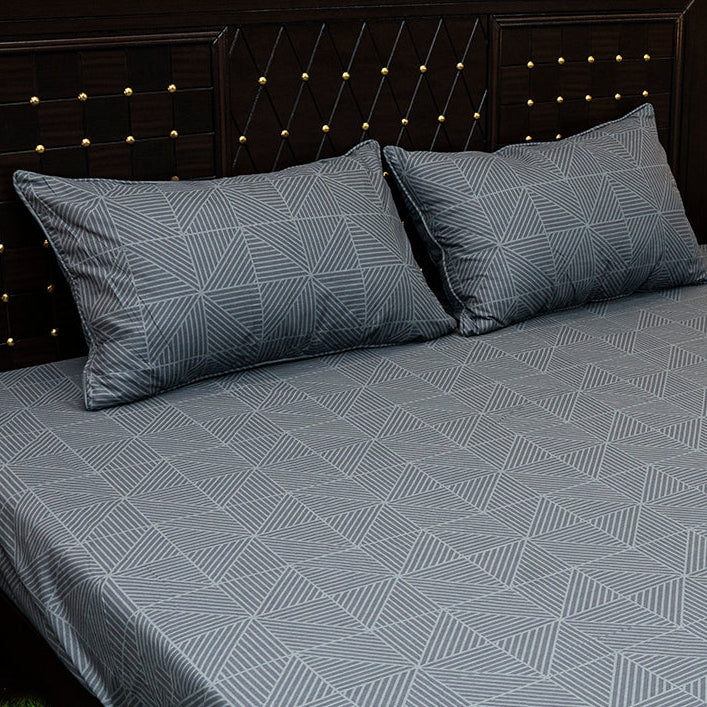 Shukrana Bedding – Blue White Geometric Print Pure Cotton T200 Bedsheet
