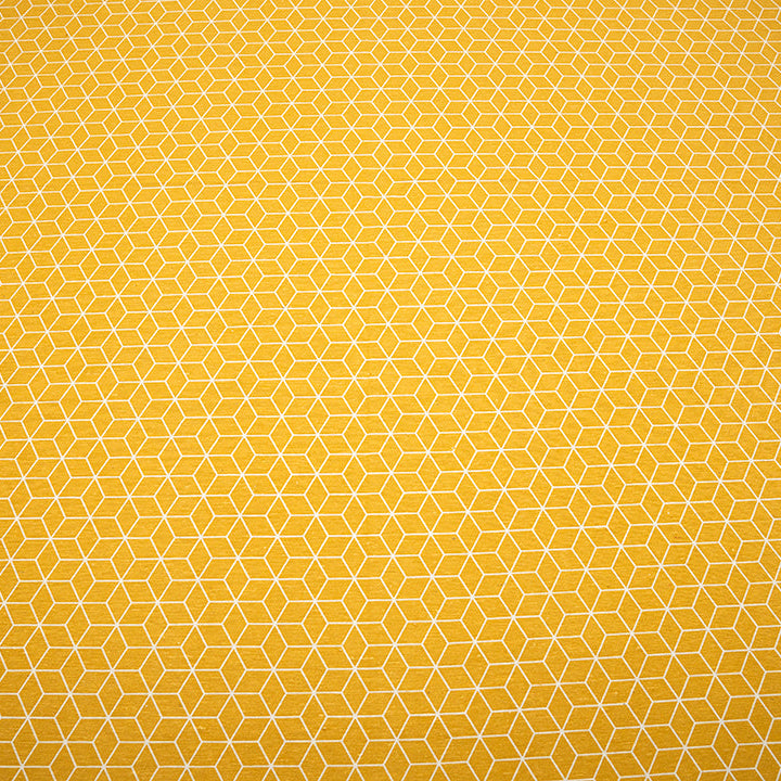 Shukrana Bedding – Mustard Yellow Geo Pattern Denim Cotton Bedsheet