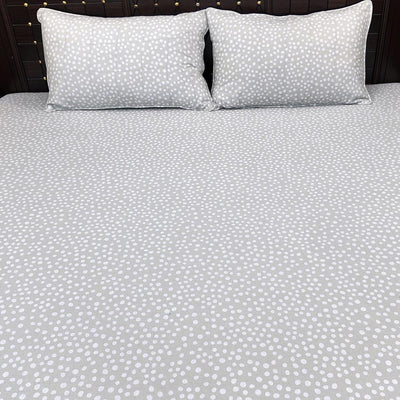 Shukrana Bedding – Light Grey White Dot Scatter Pure Cotton T200 Bedsheet