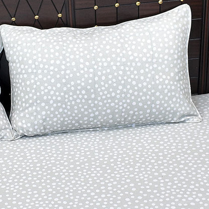 Shukrana Bedding – Light Grey White Dot Scatter Pure Cotton T200 Bedsheet