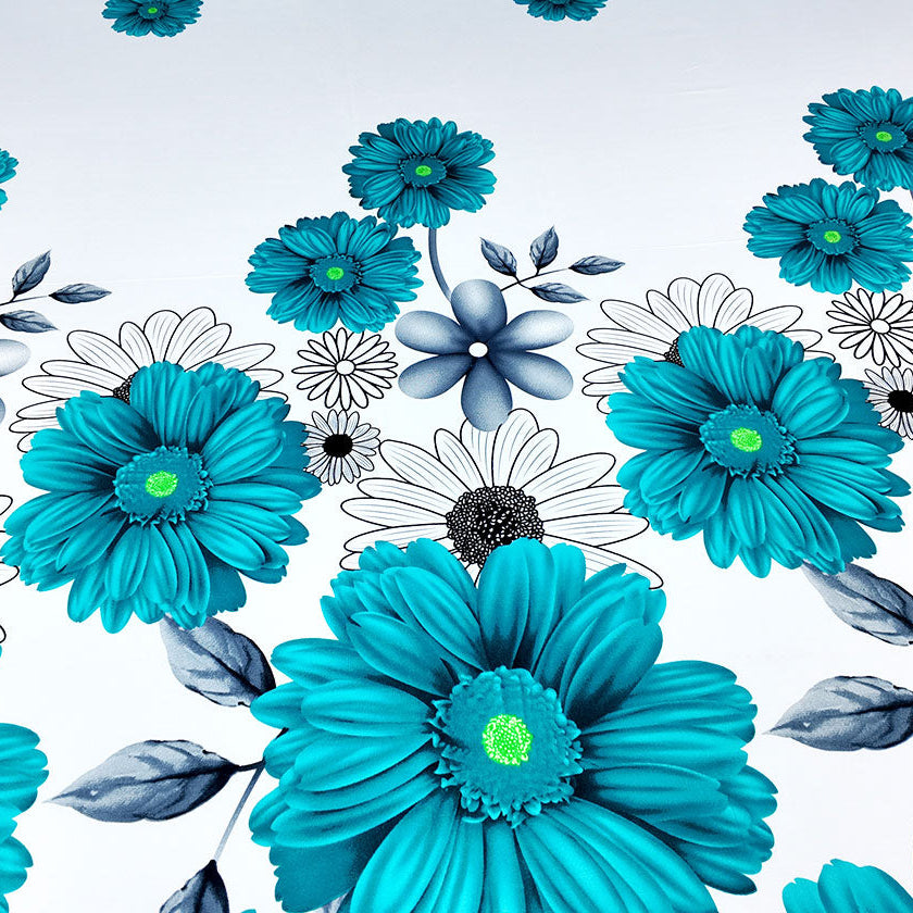 Shukrana Bedding – White Blue Flower Print Microfiber Bedsheet