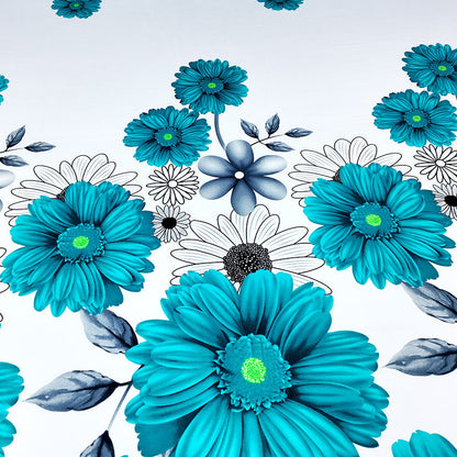 Shukrana Bedding – White Blue Flower Print Microfiber Bedsheet