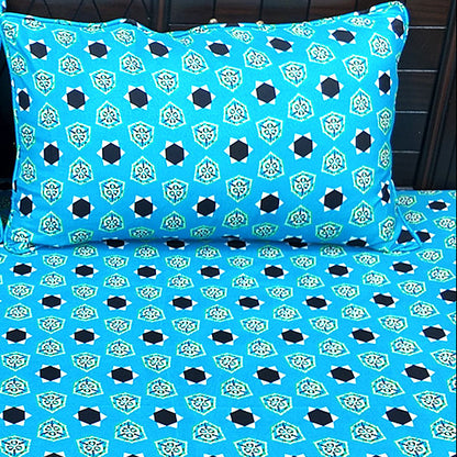 Shukrana Bedding – Sky Blue Black Dot Flower Microfiber Bedsheet