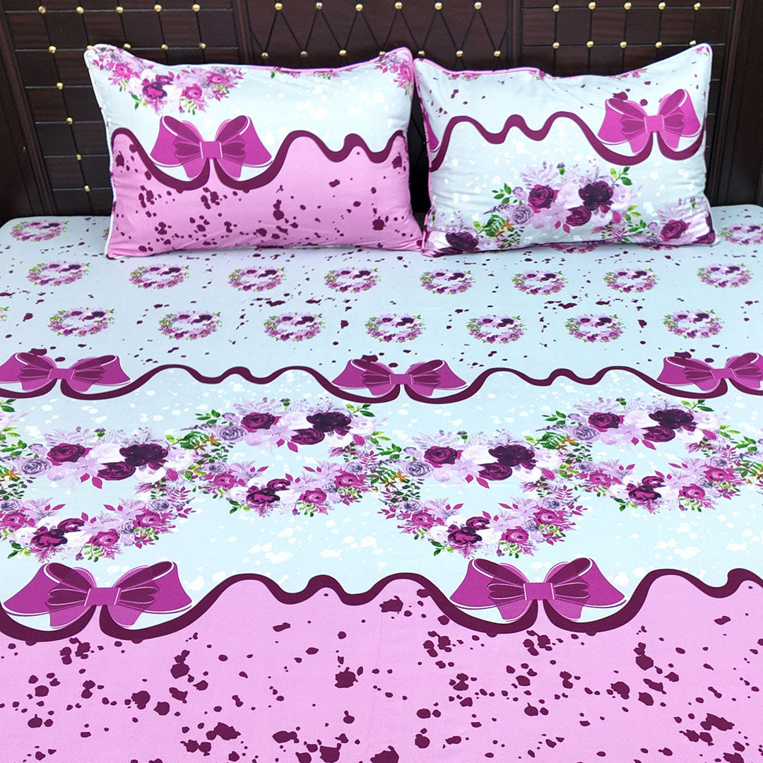 Shukrana Bedding – White Pink Rose Border Microfiber Bedsheet