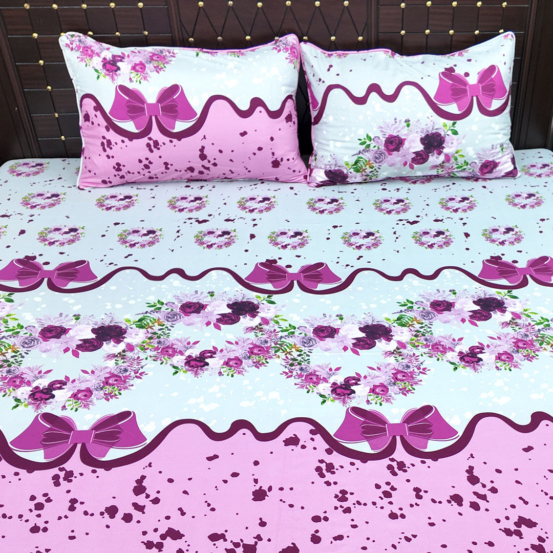 Shukrana Bedding – White Pink Rose Border Microfiber Bedsheet