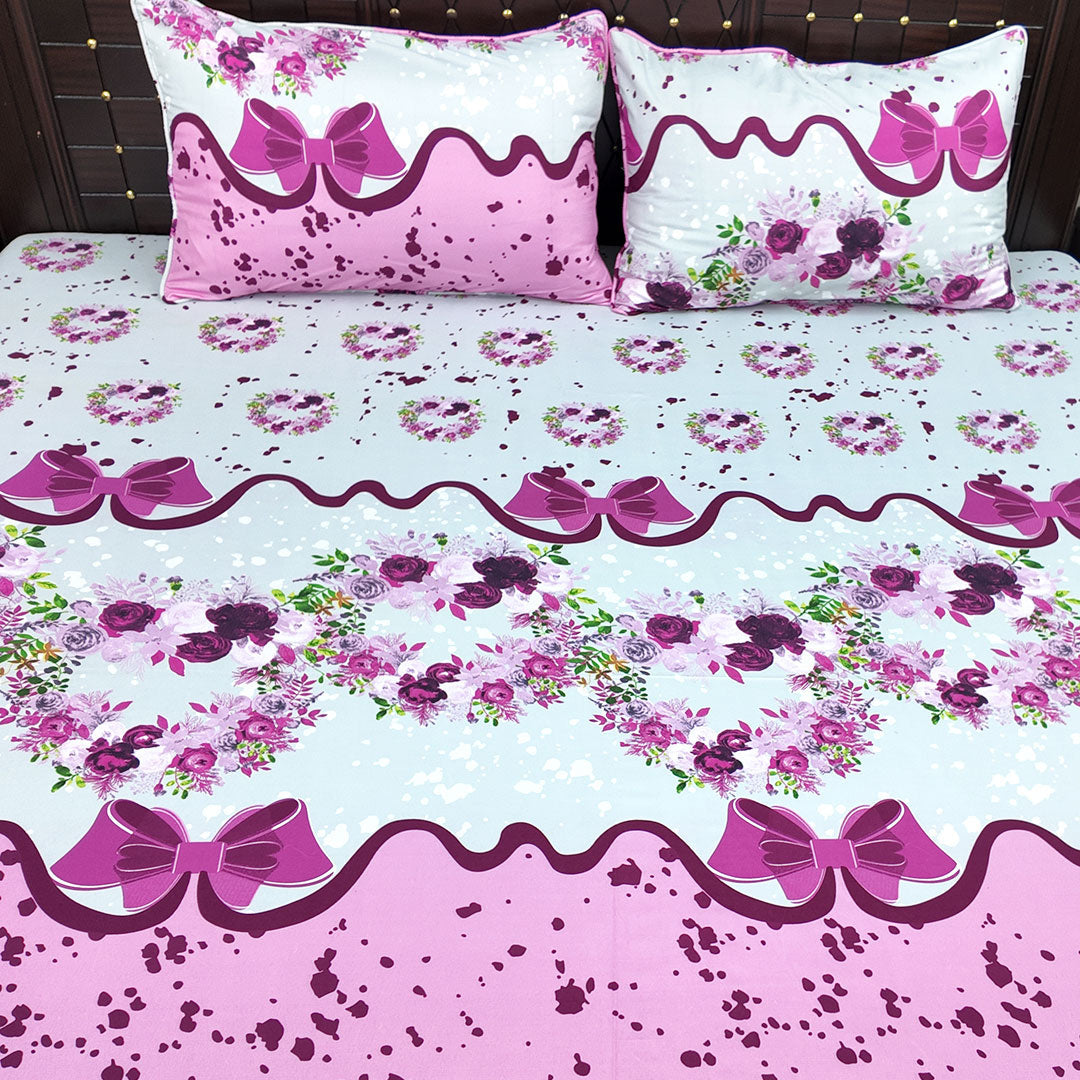 Shukrana Bedding – White Pink Rose Border Microfiber Bedsheet
