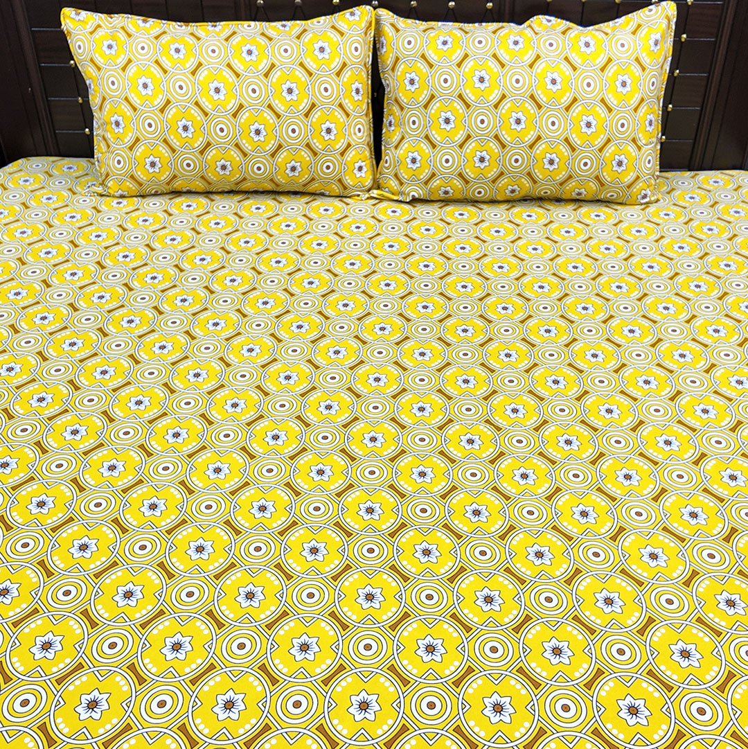 Shukrana Bedding – Yellow Green Circle Print Microfiber Bedsheet