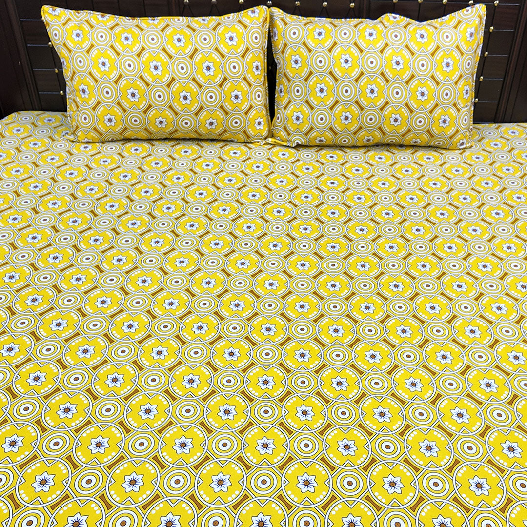 Shukrana Bedding – Yellow Green Circle Print Microfiber Bedsheet