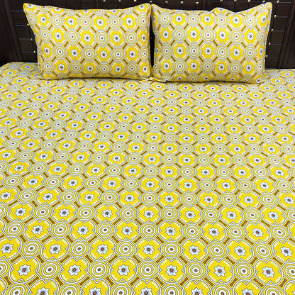Shukrana Bedding – Yellow Green Circle Print Microfiber Bedsheet