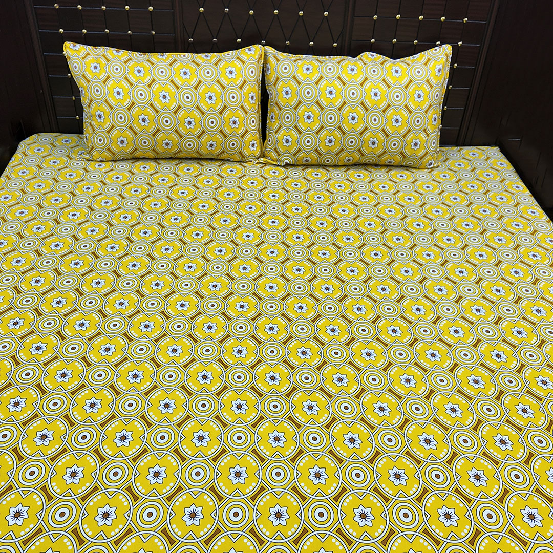 Shukrana Bedding – Yellow Green Circle Print Microfiber Bedsheet