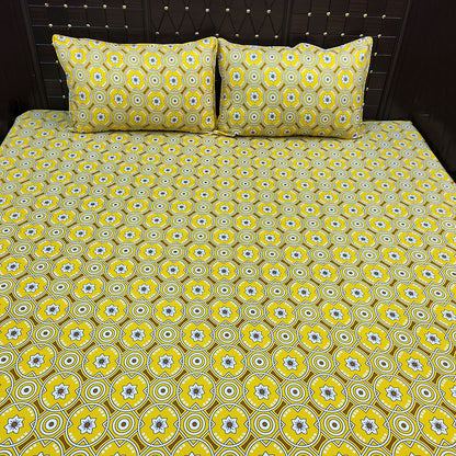 Shukrana Bedding – Yellow Green Circle Print Microfiber Bedsheet