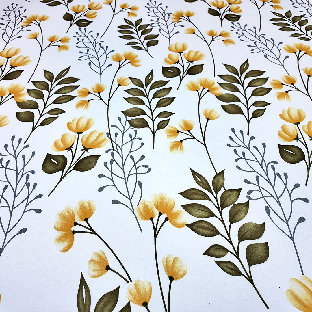 Shukrana Bedding – White Yellow Flower Stem Microfiber Bedsheet