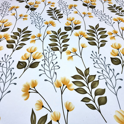 Shukrana Bedding – White Yellow Flower Stem Microfiber Bedsheet