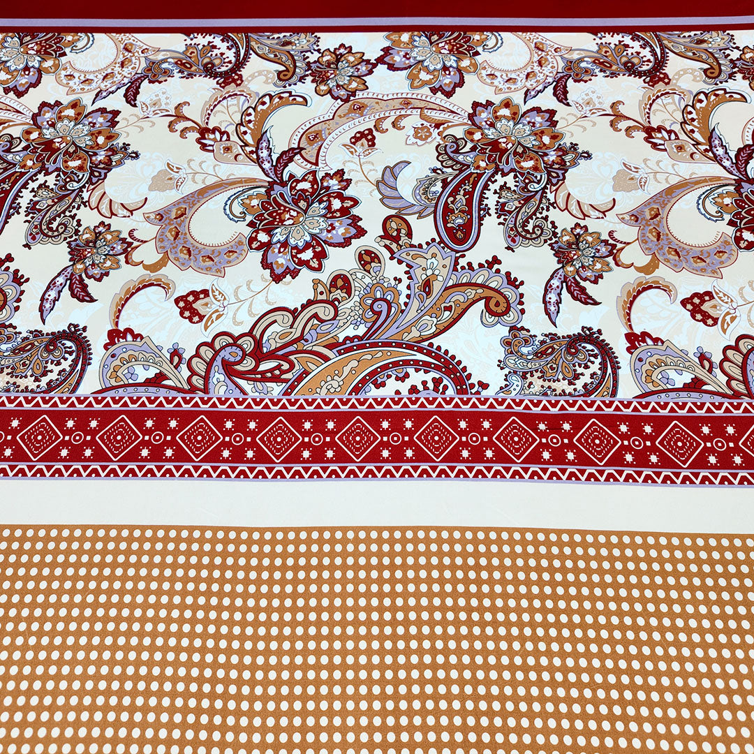 Shukrana Bedding – White Red Paisley Border Microfiber Bedsheet