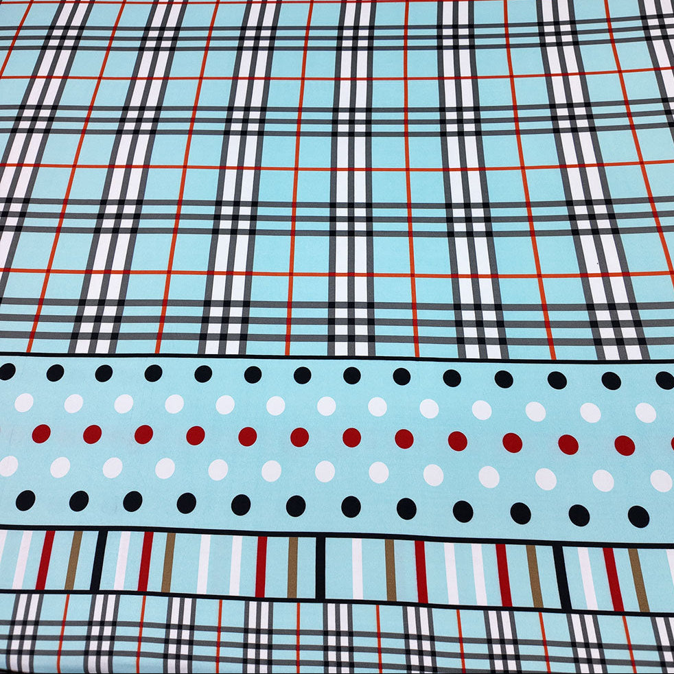 Shukrana Bedding – Sky Blue Check Polka Dot Microfiber Bedsheet