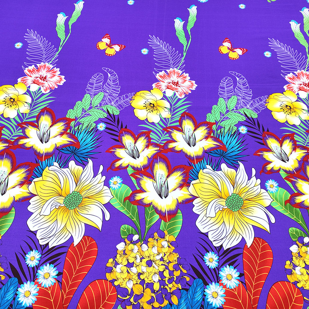 Shukrana Bedding – Purple Yellow Tropical Flower Microfiber Bedsheet