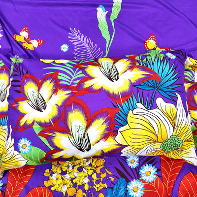 Shukrana Bedding – Purple Yellow Tropical Flower Microfiber Bedsheet