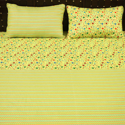 Shukrana Bedding – Green Yellow Flower Dot Micro Suiting Bedsheet