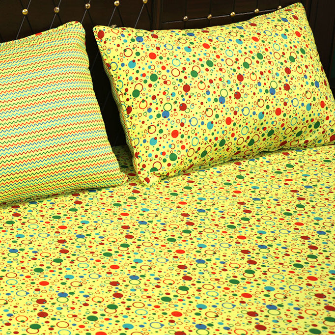 Shukrana Bedding – Green Yellow Flower Dot Micro Suiting Bedsheet