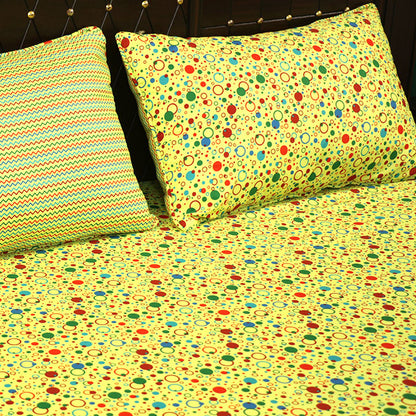 Shukrana Bedding – Green Yellow Flower Dot Micro Suiting Bedsheet