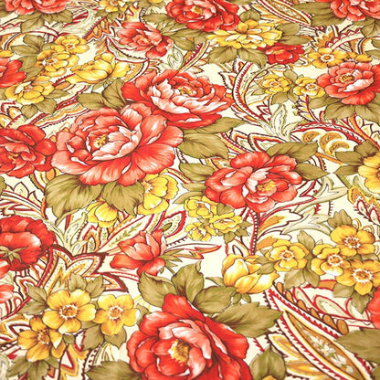Shukrana Bedding – Cream Red Rose Satin Bedsheet