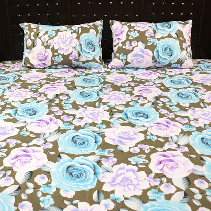 Shukrana Bedding – Blue Rose Floral Cotton Percale T300 Bedsheet