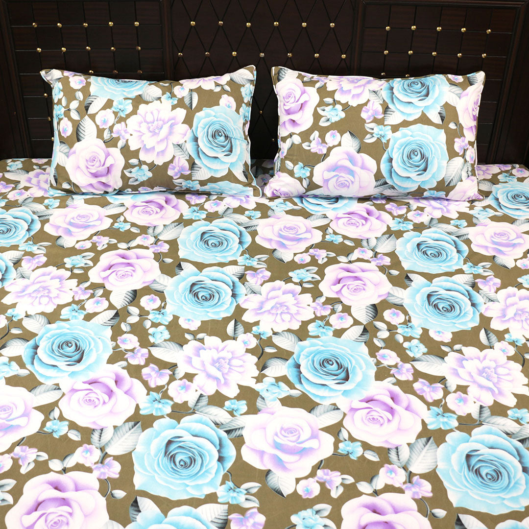 Shukrana Bedding – Blue Rose Floral Cotton Percale T300 Bedsheet