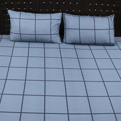 Shukrana Bedding – Light Grey White Stripe Pure Cotton T200 Bedsheet