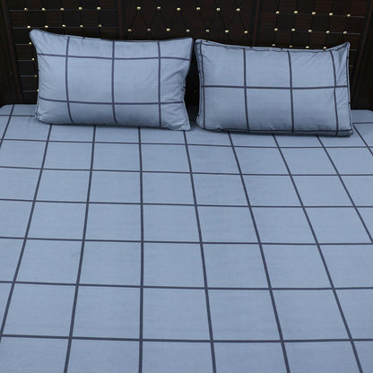 Shukrana Bedding – Light Grey White Stripe Pure Cotton T200 Bedsheet