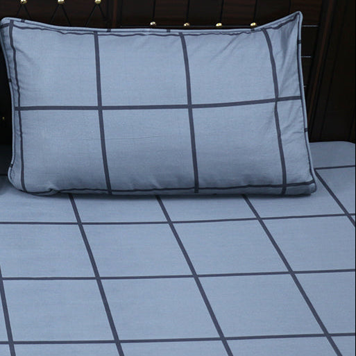 Shukrana Bedding – Light Grey White Stripe Pure Cotton T200 Bedsheet