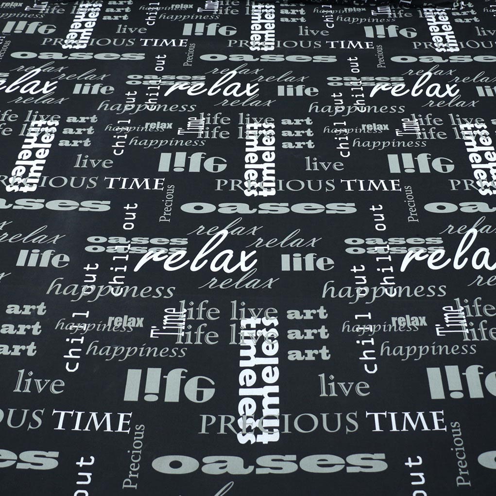 Shukrana Bedding – Black Word Art Print Starch Cotton T200 Bedsheet