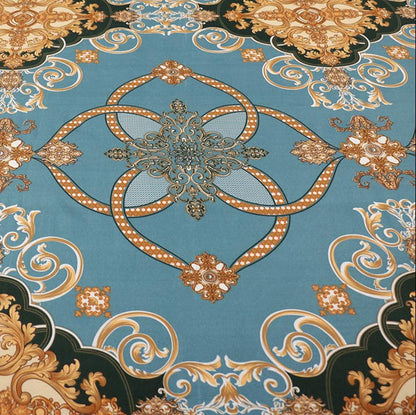 Shukrana Bedding – Teal Blue Gold Flower Design Pure Cotton T200 Bedsheet