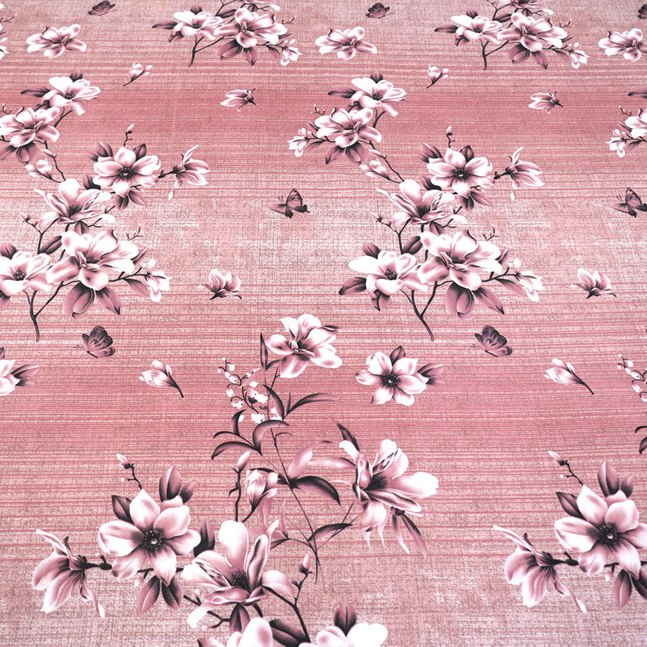 Shukrana Bedding – Pink Floral Texture Print Pure Cotton T200 Bedsheet