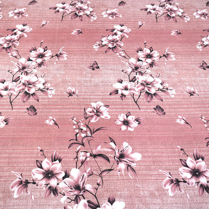 Shukrana Bedding – Pink Floral Texture Print Pure Cotton T200 Bedsheet