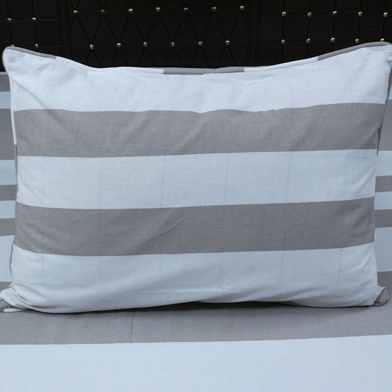 Shukrana Bedding – Light Grey White Stripe Pure Cotton T200 Bedsheet