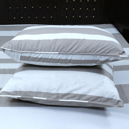 Shukrana Bedding – Light Grey White Stripe Pure Cotton T200 Bedsheet