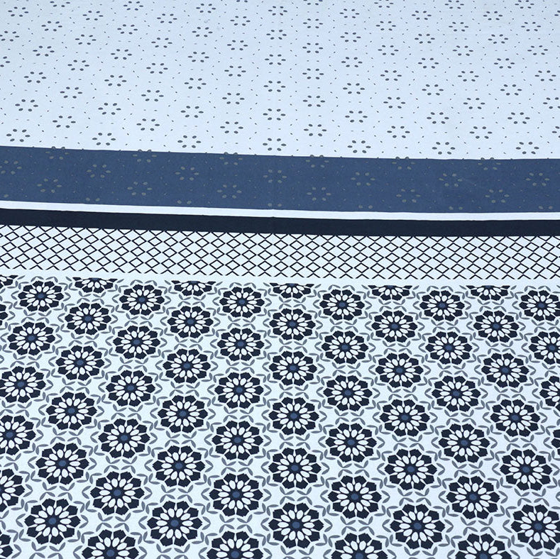 Shukrana Bedding – Navy White Moroccan Tile Pure Cotton T200 Bedsheet