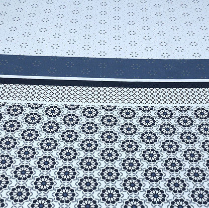 Shukrana Bedding – Navy White Moroccan Tile Pure Cotton T200 Bedsheet