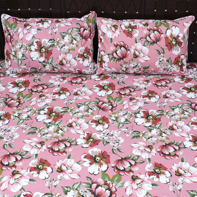 Shukrana Bedding – Pink White Blossom Floral Cotton Percale T300 Bedsheet