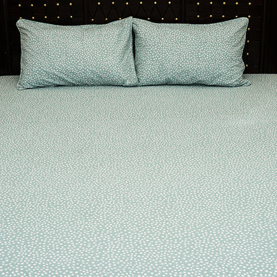 Shukrana Bedding – Mint Green White Dot Pure Cotton T200 Bedsheet