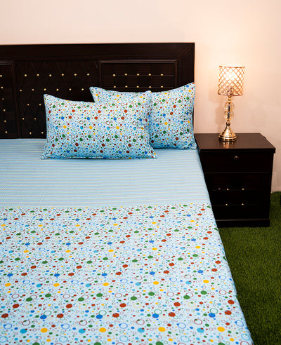 Shukrana Bedding – Light Blue Dot Print Micro Suiting Bedsheet
