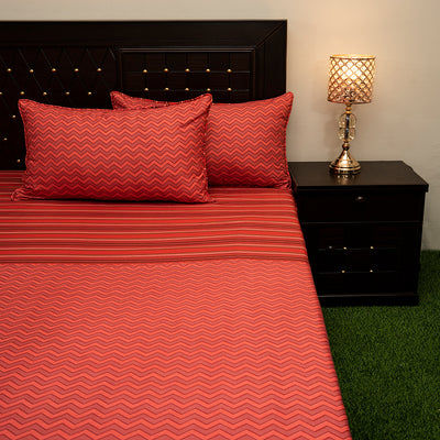 Shukrana Bedding – Red Zigzag Stripe Micro Suiting Bedsheet