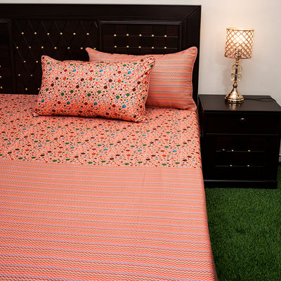 Shukrana Bedding – Peach Dot Stripe Micro Suiting Bedsheet