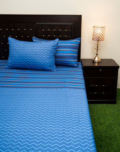 Shukrana Bedding – Royal Blue Zigzag Stripe Micro Suiting Bedsheet
