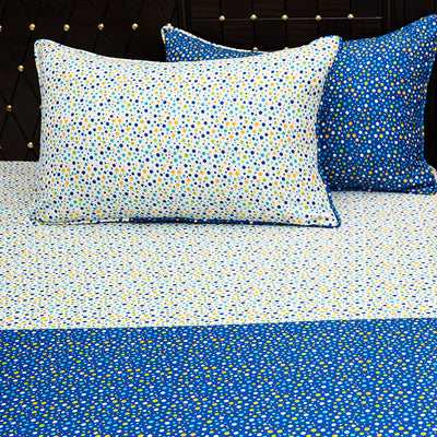 Shukrana Bedding – Blue White Two Tone Dot Micro Suiting Bedsheet