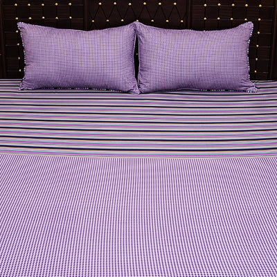 Shukrana Bedding – Purple Check Print Micro Suiting Bedsheet