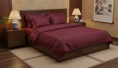 Shukrana Bedding – Maroon Stripe Satin Comforter Set